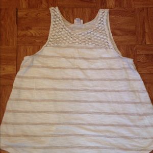 White tank with lace near collar